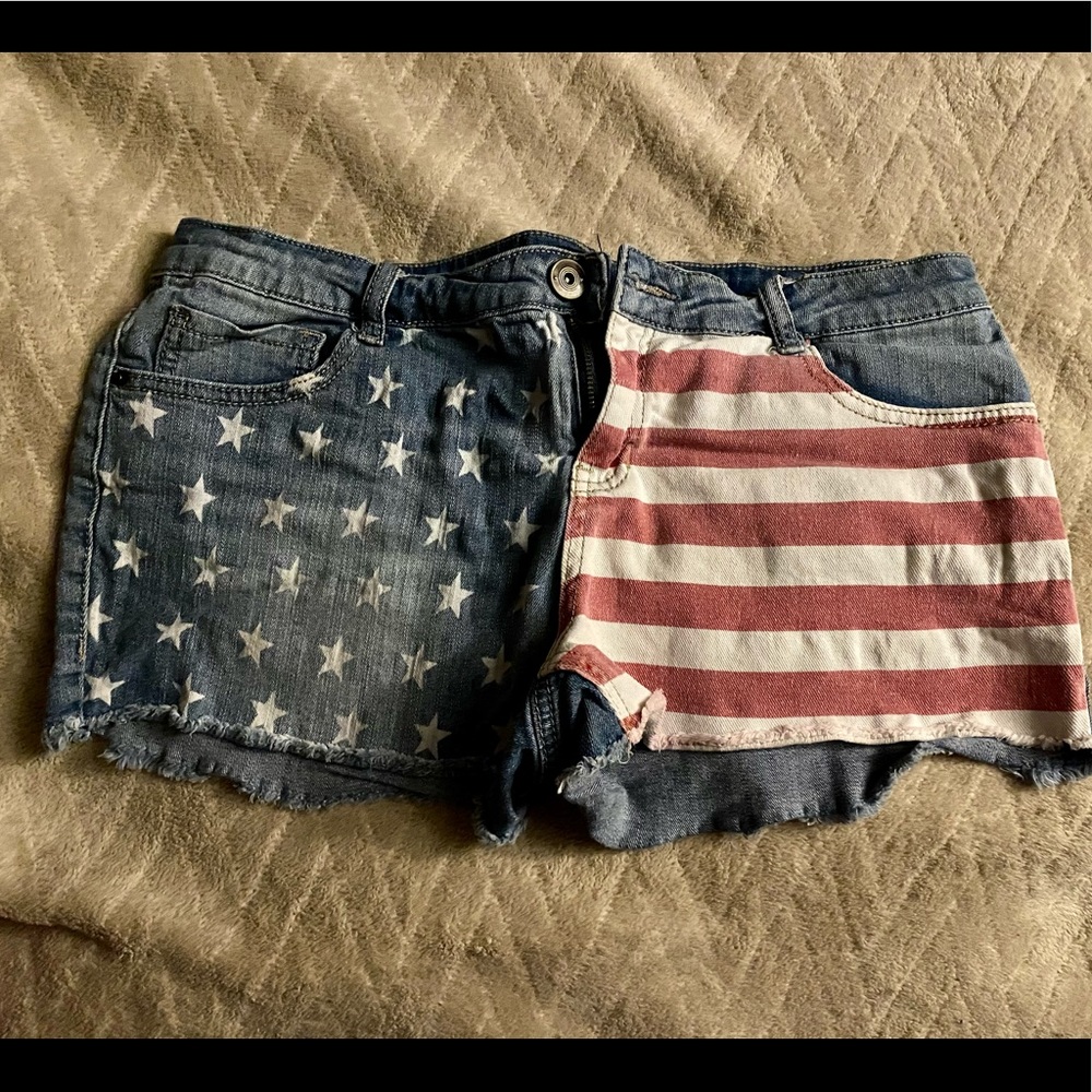 American flag jean shorts